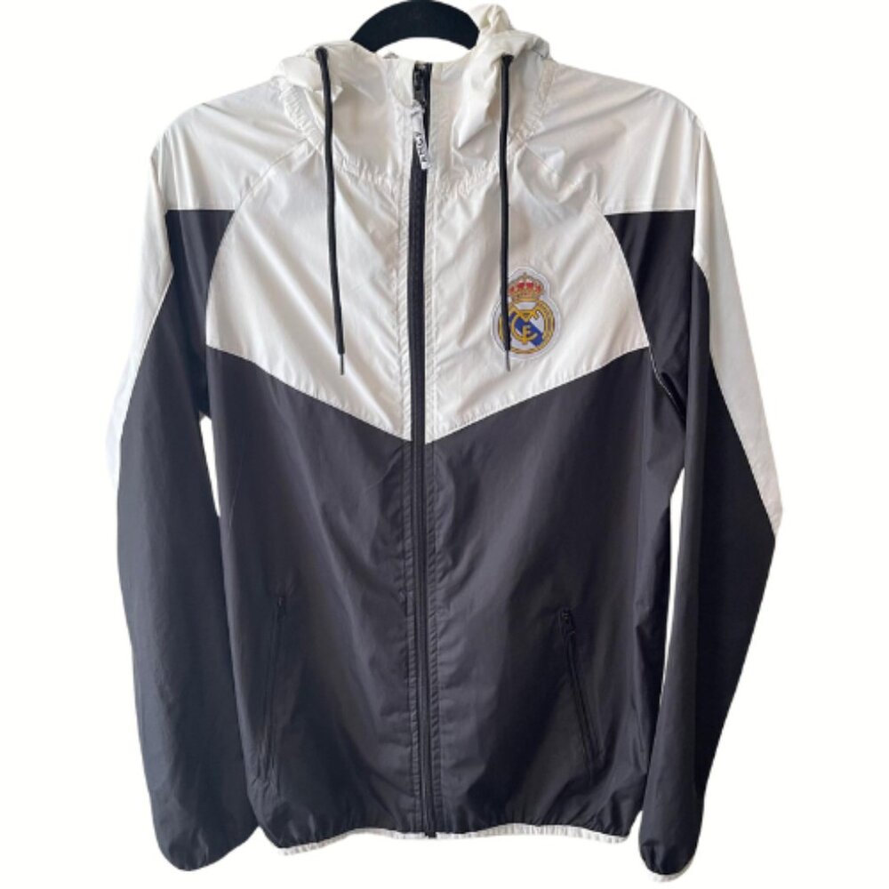 Real Madrid C.F. Soccer Jacket Size S Black & White Sports Fan 100% Polyester